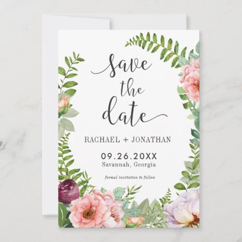 Fantasy Floral Boho Wedding Save the Date Card