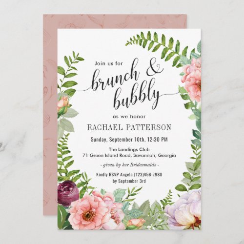 Fantasy Floral Brunch and Bubbly Bridal Shower Invitation