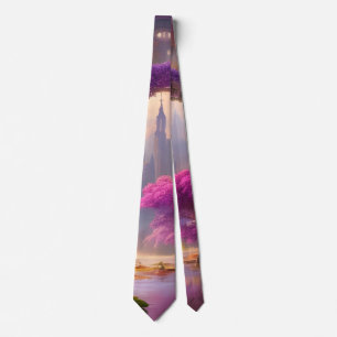 Fantasy Floral Courtyard Gateway Neck Tie