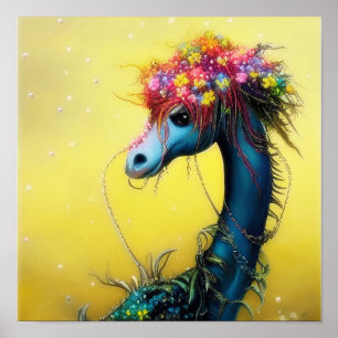 Fantasy floral dragon    poster