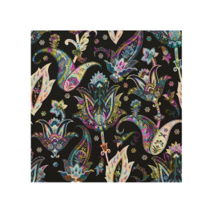 Fantasy Floral Paisley: Seamless Ornament Wood Wall Art