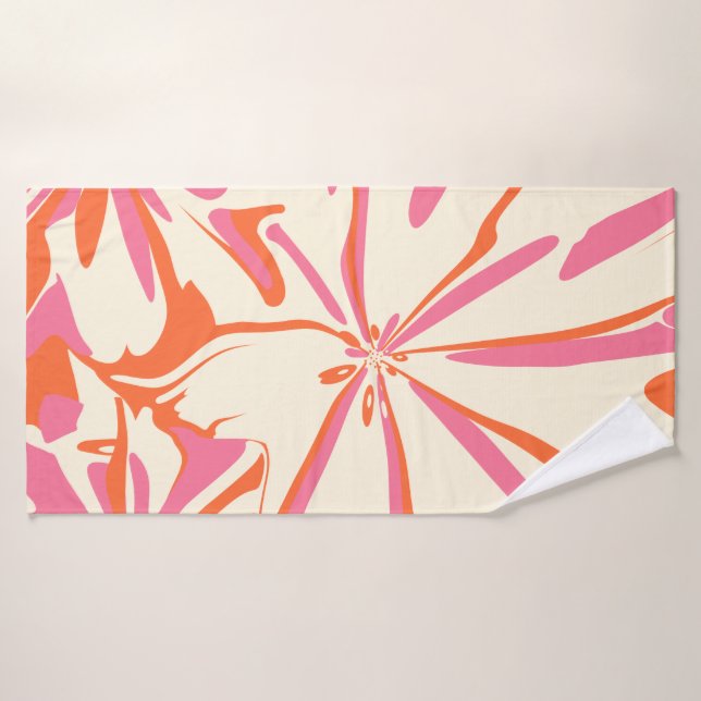 Fantasy Floral - Pink, Orange and Cream Bath Towel Set (Bath Towel)