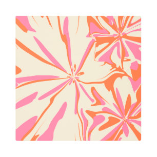 Fantasy Floral - Pink, Orange and Cream Metal Print