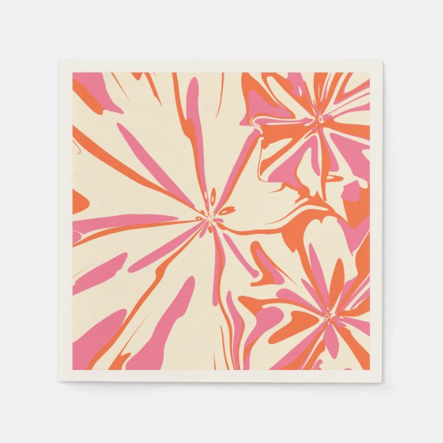Fantasy Floral - Pink, Orange and Cream Napkins (Front)