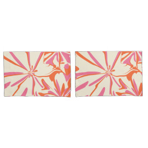 Fantasy Floral - Pink, Orange and Cream Pillow Case