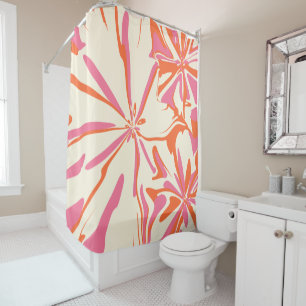 Fantasy Floral - Pink, Orange and Cream Shower Curtain