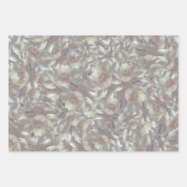Fantasy floral random pattern wrapping paper sheets (Front)