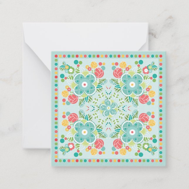 Fantasy Floral Tile-Summer Meadow  Note Card (Front)