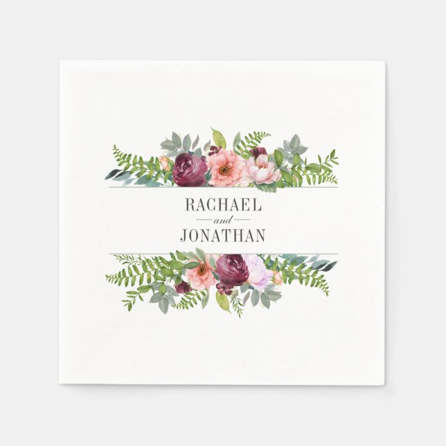 Fantasy Floral Wedding Napkins (Front)