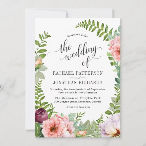 Fantasy Floral Wreath Wedding Invitation