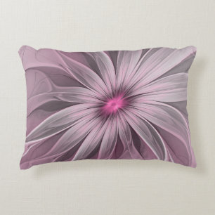 Fantasy Flower Abstract Plum Floral Fractal Art Accent Pillow