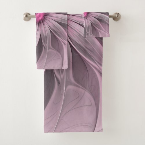 Fantasy Flower Abstract Plum Floral Fractal Art Bath Towel Set