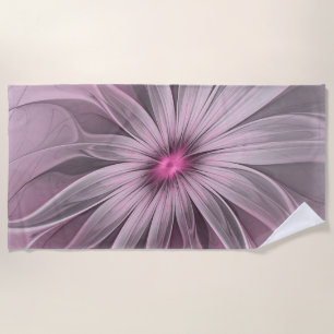 Fantasy Flower Abstract Plum Floral Fractal Art Beach Towel