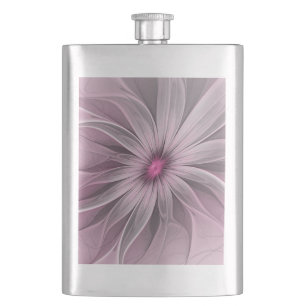 Fantasy Flower Abstract Plum Floral Fractal Art Flask