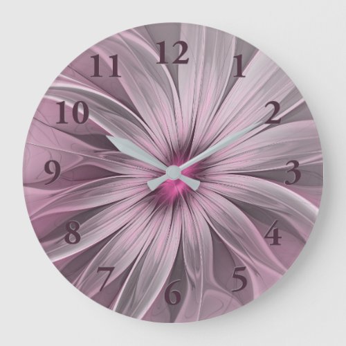 Fantasy Flower Abstract Plum Floral Fractal Art Large Clock