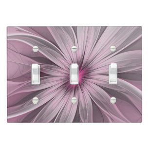 Fantasy Flower Abstract Plum Floral Fractal Art Light Switch Cover