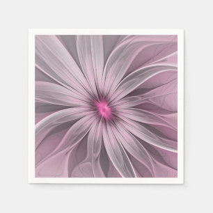 Fantasy Flower Abstract Plum Floral Fractal Art Napkins