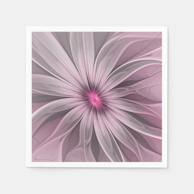 Fantasy Flower Abstract Plum Floral Fractal Art Napkins (Front)