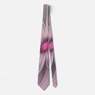 Fantasy Flower Abstract Plum Floral Fractal Art Neck Tie