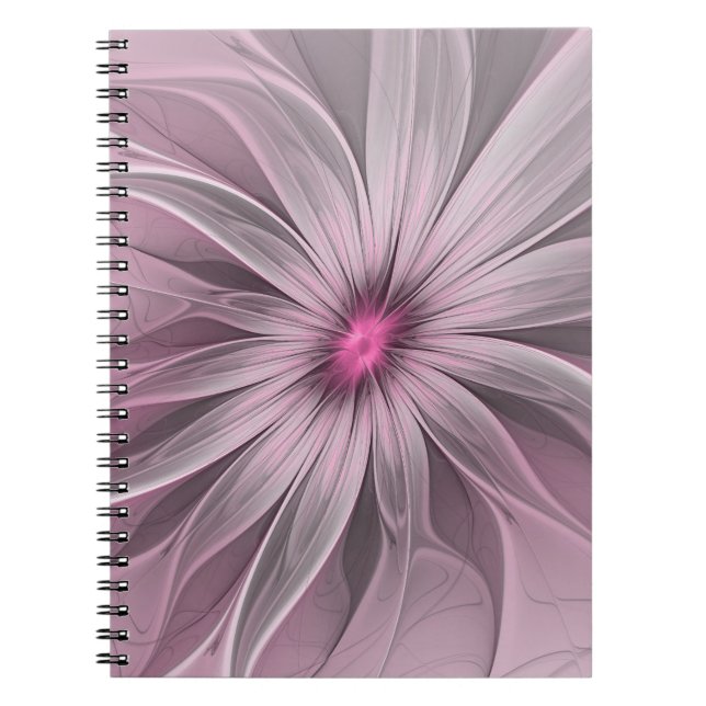 Fantasy Flower Abstract Plum Floral Fractal Art Notebook (Front)