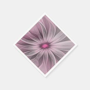 Fantasy Flower Abstract Plum Floral Fractal Art Paper Napkins