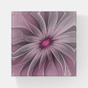 Fantasy Flower Abstract Plum Floral Fractal Art Paperweight