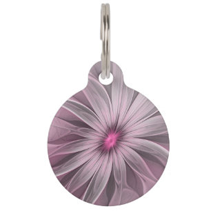 Fantasy Flower Abstract Plum Floral Fractal Art Pet ID Tag