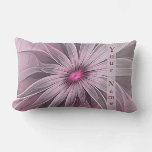 Fantasy Flower Abstract Plum Floral Fractal Name Lumbar Pillow