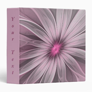 Fantasy Flower Abstract Plum Floral Fractal Text 3 Ring Binder
