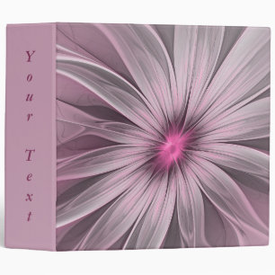 Fantasy Flower Abstract Plum Floral Fractal Text 3 Ring Binder