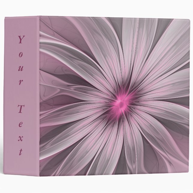 Fantasy Flower Abstract Plum Floral Fractal Text 3 Ring Binder (Front/Spine)