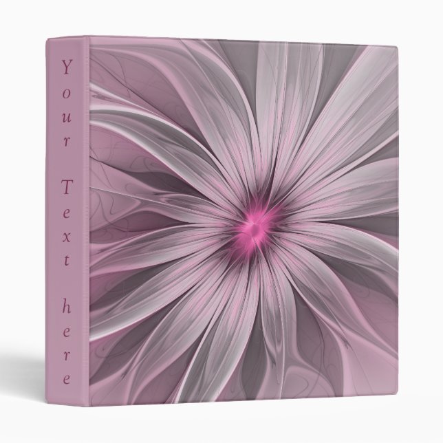 Fantasy Flower Abstract Plum Floral Fractal Text Binder (Front/Spine)