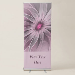 Fantasy Flower Abstract Plum Floral Fractal Text Retractable Banner