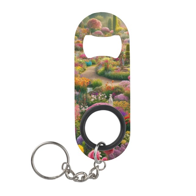Fantasy Flower Garden Bottle Opener Keychain (Front)