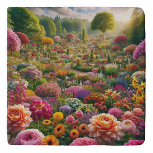 Fantasy Flower Garden Marble Trivet