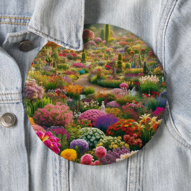 Fantasy Flower Garden Statement Button (In Situ)