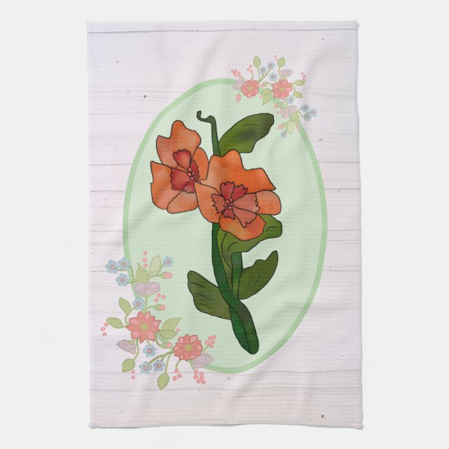 Fantasy flower kitchen towel (Vertical)