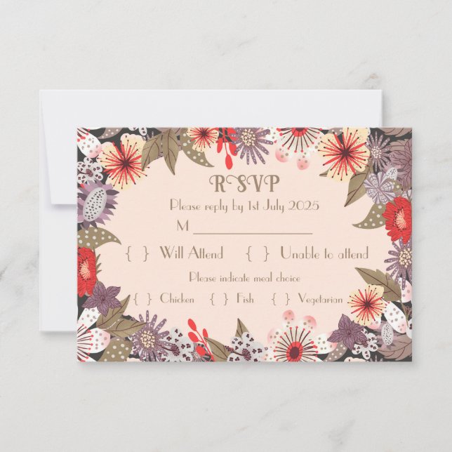 Fantasy Flower - Wedding RSVP card (Front)