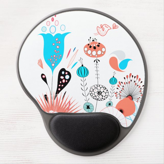 Fantasy Flowers and Birdie Gel Mousepad (Front)