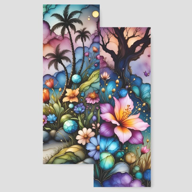 Fantasy Flowers Bookmarks (Front & Back)