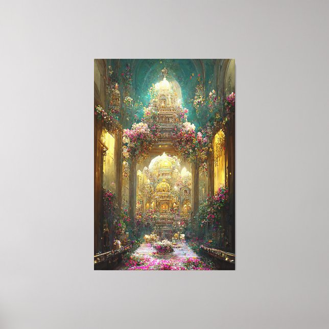 Fantasy Flowers Church - Wrapped Canvas Print (Front)