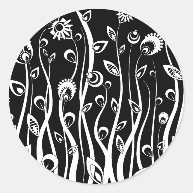 fantasy flowers classic round sticker (Front)