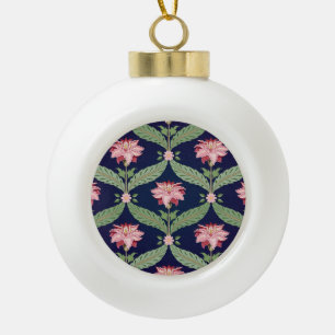 Fantasy Flowers: Dark Indian Motifs Ceramic Ball Christmas Ornament