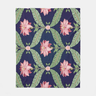 Fantasy Flowers: Dark Indian Motifs Fleece Blanket