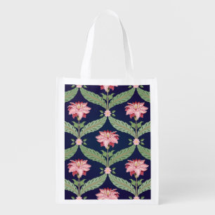 Fantasy Flowers: Dark Indian Motifs Grocery Bag