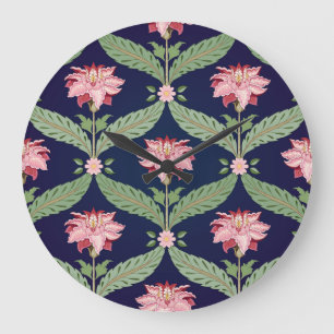 Fantasy Flowers: Dark Indian Motifs Large Clock