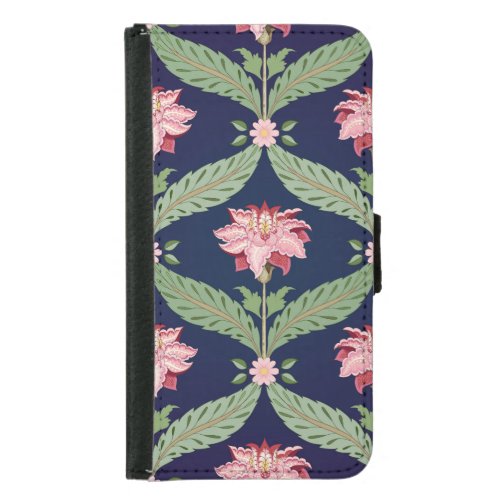 Fantasy Flowers Dark Indian Motifs Samsung Galaxy S5 Wallet Case