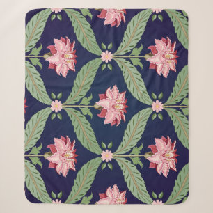 Fantasy Flowers: Dark Indian Motifs Sherpa Blanket