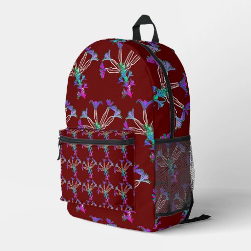 Fantasy Flowers Dark  Printed Backpack