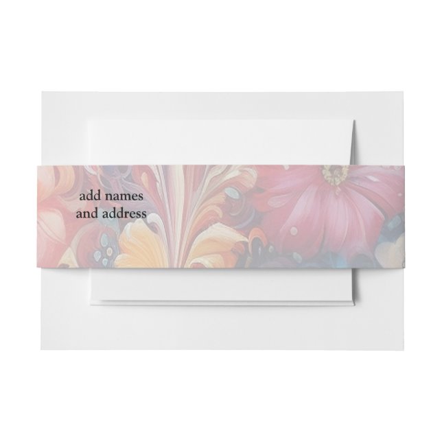 Fantasy Flowers express the joy of nature. Invitation Belly Band (Front Example)
